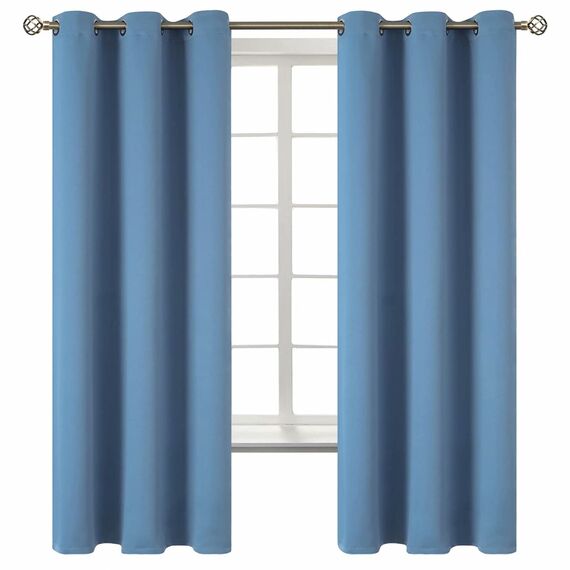 BGment Verdunkelungsvorhänge für Schlafzimmer – Ösen wärmeisoliert Raumverdunkelungsvorhänge für Wohnzimmer, Set mit 2 Paneelen (106,7 x 160,9 cm, verblasster Denim)