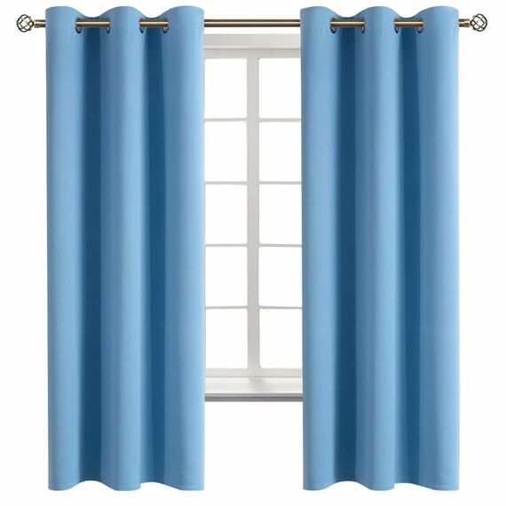 BGment Raumverdunkelungsvorhänge 160 cm lang – Ösen wärmeisolierte Vorhänge für Schlafzimmer, 2 Paneele, 107 x 160 cm, Himmelblau