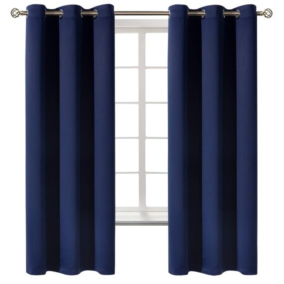 BGment Verdunkelungsvorhänge für Schlafzimmer, mit Ösen, wärmeisoliert, Raumverdunkelungsvorhänge für Wohnzimmer, 2er-Set Paneele (107 x 160 cm, Marineblau)