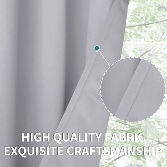 BGment Raumverdunkelungsvorhänge 160 cm lang – Ösen wärmeisolierte Vorhänge für Schlafzimmer, 2 Paneele, 107 x 160 cm, Hellgrau