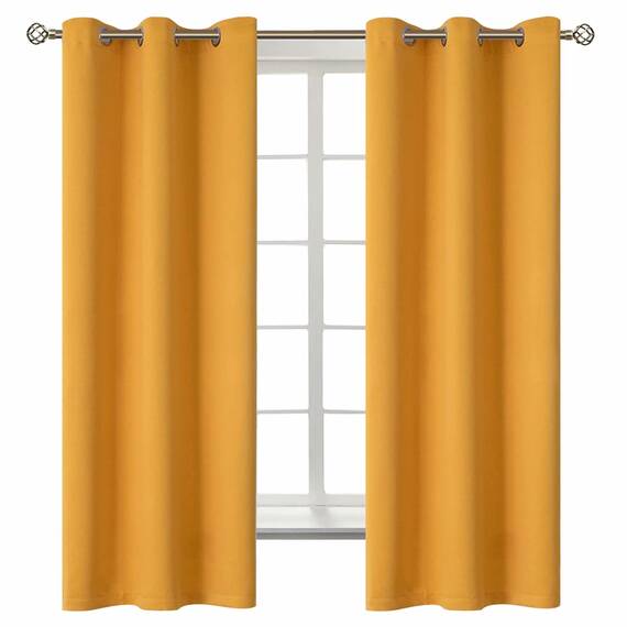 BGment Verdunklungsvorhänge für Kinderzimmer – Thermoisolierte Raumverdunkelungsvorhänge für Kinderzimmer, Set von 2 Paneelen (107,7 x 160,9 cm, senffgelb)