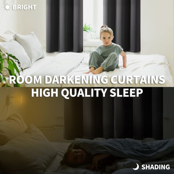 BGment Dunkelgraue Verdunkelungsvorhänge für Schlafzimmer, 160 cm lang, 2 Paneele, Schattierung, Raumverdunkelung, Sonnenlicht, wärmeisoliert, Fenstervorhänge, jeder Vorhang 106,7 cm