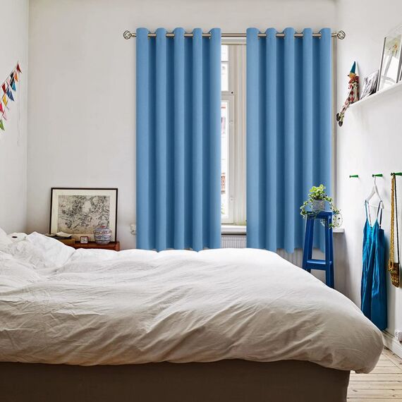 BGment Verdunkelungsvorhänge, Thermoisolierung, Raumverdunkelung, Schlafzimmer und Wohnzimmer, 2 Paneele (178,8 x 160,9 cm, Denim)
