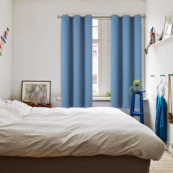 BGment Verdunkelungsvorhänge für Schlafzimmer – Ösen wärmeisoliert Raumverdunkelungsvorhänge für Wohnzimmer, Set mit 2 Paneelen (106,7 x 160,9 cm, verblasster Denim)