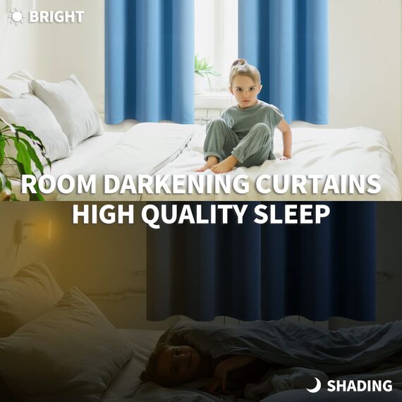 BGment Raumverdunkelungsvorhänge 160 cm lang – Ösen wärmeisolierte Vorhänge für Schlafzimmer, 2 Paneele, 107 x 160 cm, Himmelblau