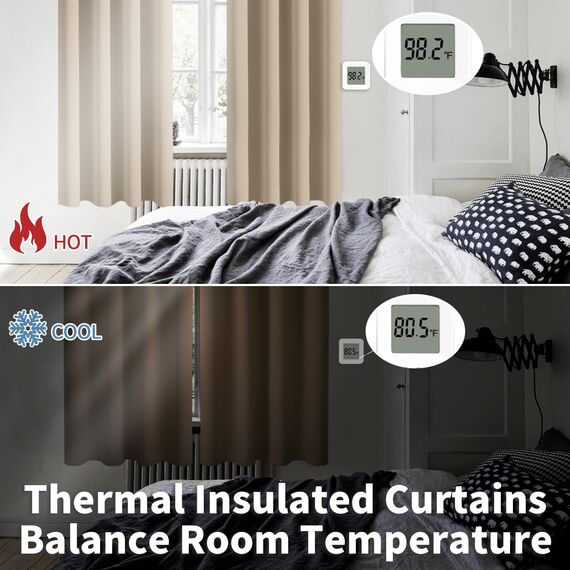 BGment Verdunkelungsvorhänge, Thermoisolierung, Raumverdunkelung, Schlafzimmer und Wohnzimmer, 2er-Set Paneele (106,7 x 160,9 cm, Sand)