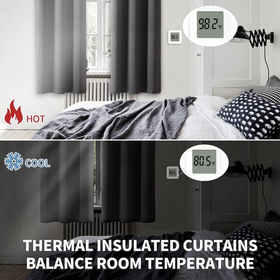 BGment Dunkelgraue Verdunkelungsvorhänge für Schlafzimmer, 160 cm lang, 2 Paneele, Schattierung, Raumverdunkelung, Sonnenlicht, wärmeisoliert, Fenstervorhänge, jeder Vorhang 106,7 cm