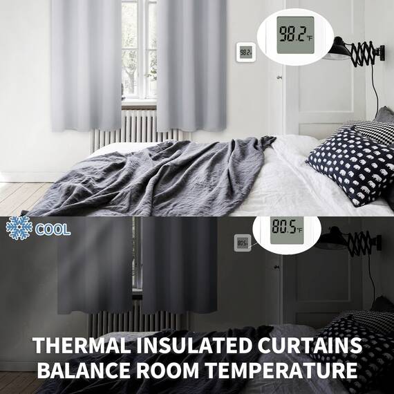 BGment Raumverdunkelungsvorhänge 160 cm lang – Ösen wärmeisolierte Vorhänge für Schlafzimmer, 2 Paneele, 178 x 160 cm, Hellgrau
