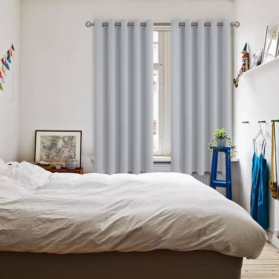BGment Raumverdunkelungsvorhänge 160 cm lang – Ösen wärmeisolierte Vorhänge für Schlafzimmer, 2 Paneele, 178 x 160 cm, Hellgrau