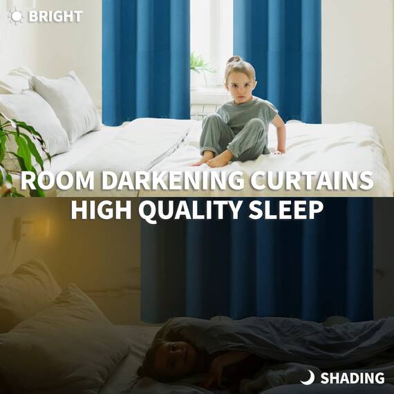 BGment Verdunkelungsvorhänge – Ösen, wärmeisoliert, für Schlafzimmer und Wohnzimmer, 2 Stück (132 x 160 cm, Stahlblau)