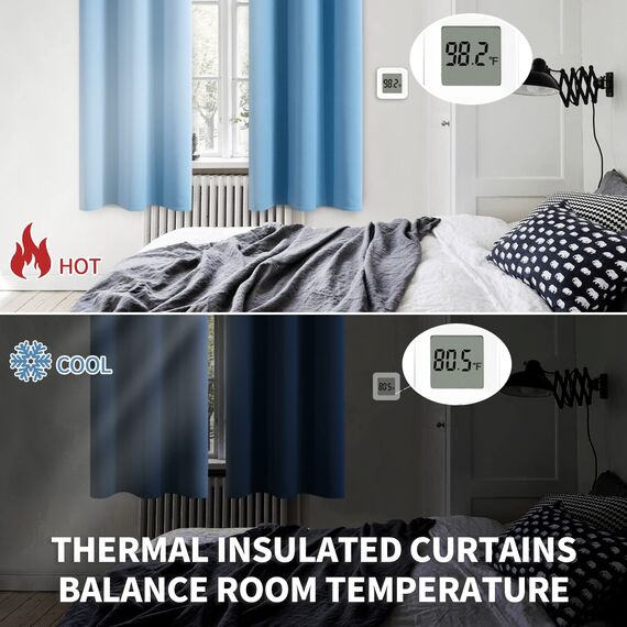 BGment Raumverdunkelungsvorhänge 160 cm lang – Ösen wärmeisolierte Vorhänge für Schlafzimmer, 2 Paneele, 107 x 160 cm, Himmelblau