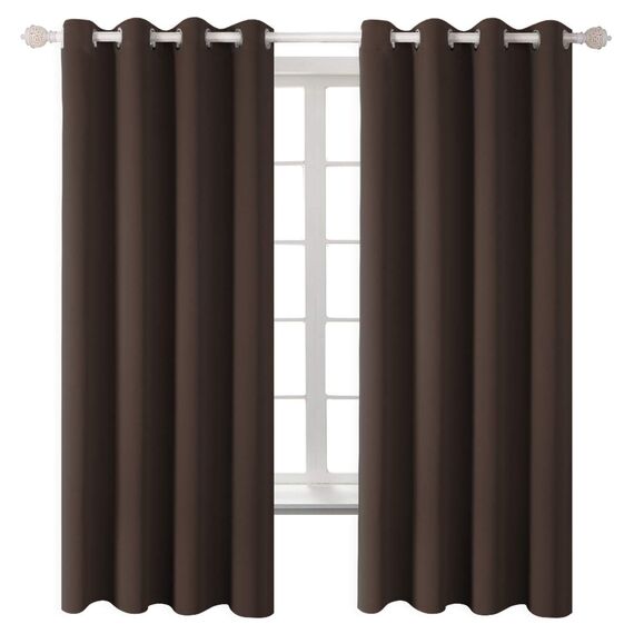 BGment Verdunkelungsvorhänge für Schlafzimmer – Ösen wärmeisoliert Raumverdunkelungsvorhänge für Wohnzimmer, Set mit 2 Paneelen (132 x 183 cm, braun)