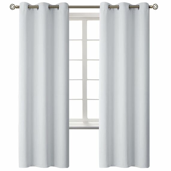 BGment Raumverdunkelungsvorhänge, 183 cm lang, mit Ösen, wärmeisoliert, Fensterbehandlungsvorhänge für Schlafzimmer, 2 Paneele, 106,7 x 183,9 cm, Grauweiß