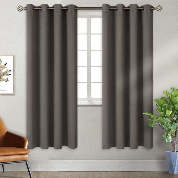 BGment Verdunkelungsvorhänge für Schlafzimmer – Ösen, wärmeisoliert, Raumverdunkelungsvorhänge für Wohnzimmer, 2 Stück, je 117,8 x 183,9 cm, Grau