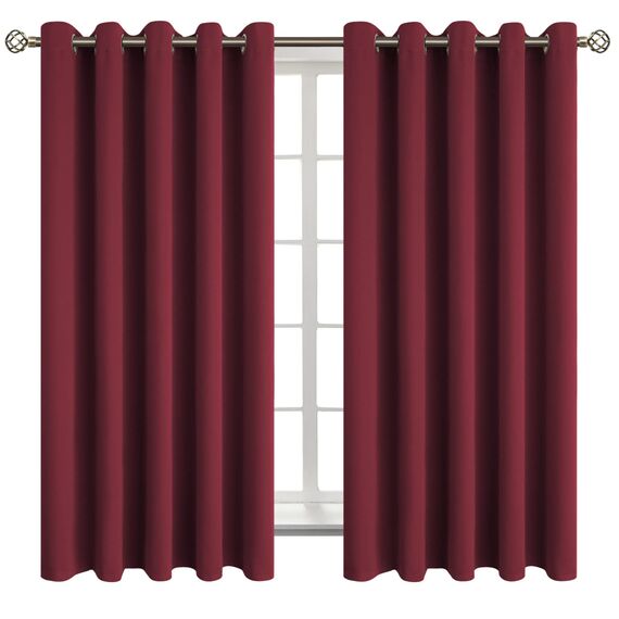 BGment Verdunkelungsvorhänge für Schlafzimmer – mit Ösen, wärmeisoliert, Raumverdunkelungsvorhänge für Wohnzimmer, Set mit 2 Paneelen (178 x 150 cm, Burgunderrot)
