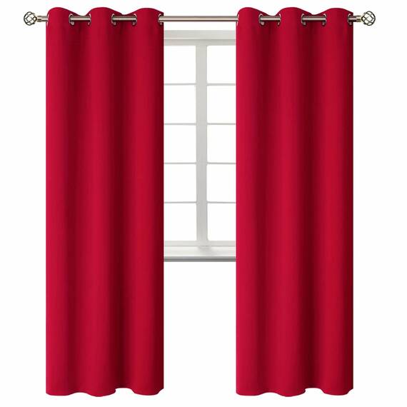 BGment Raumverdunkelungsvorhänge 183 cm lang – Ösen wärmeisolierte Vorhänge für Schlafzimmer, 2 Paneele, 107 x 183 cm, Rot