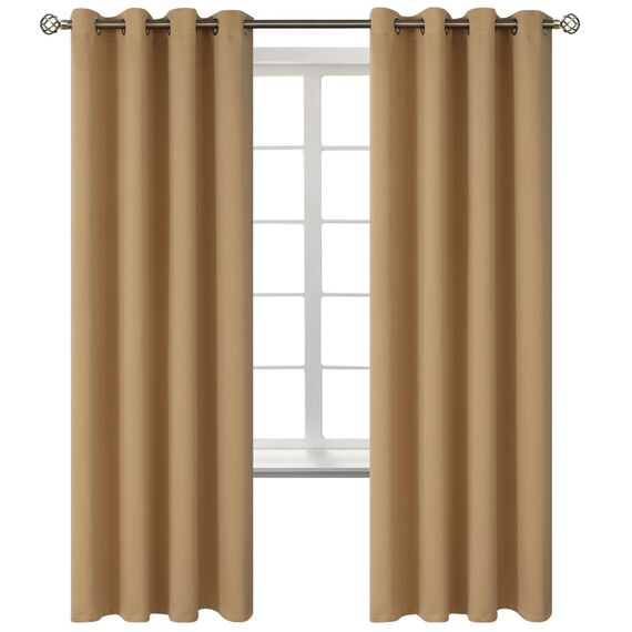 BGment Verdunkelungsvorhänge für Schlafzimmer – Ösen wärmeisolierte Raumverdunkelungsvorhänge für Wohnzimmer, Set mit 2 Paneelen (132 x 183 cm, Khaki)