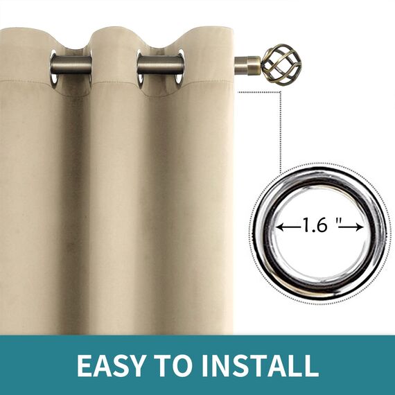 BGment Raumverdunkelungsvorhänge 183 cm lang – Ösen, wärmeisolierte Vorhänge, Fensterbehandlungsvorhänge für Schlafzimmer, 2 Paneele, 132 x 183 cm, Beige