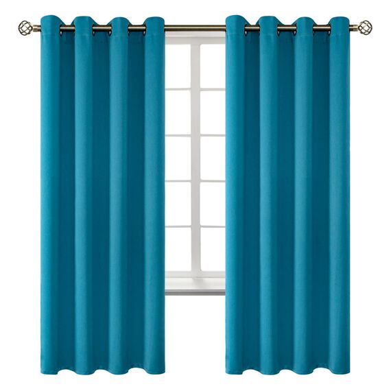 BGment Verdunkelungsvorhänge - Ösen Thermoisolierte Raumverdunkelung Schlafzimmer und Wohnzimmer Vorhänge Set mit 2 Paneelen (132 x 183 cm, Pfauenblau)