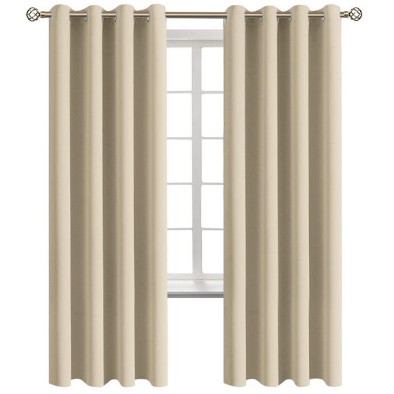 BGment Raumverdunkelungsvorhänge 183 cm lang – Ösen, wärmeisolierte Vorhänge, Fensterbehandlungsvorhänge für Schlafzimmer, 2 Paneele, 132 x 183 cm, Beige