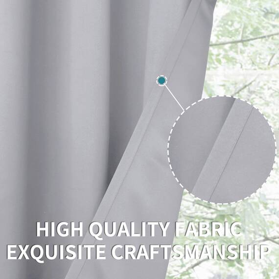 BGment Raumverdunkelungsvorhänge 183 cm lang – Ösen wärmeisolierte Vorhänge für Schlafzimmer, 2 Paneele, 107 x 183 cm, Hellgrau