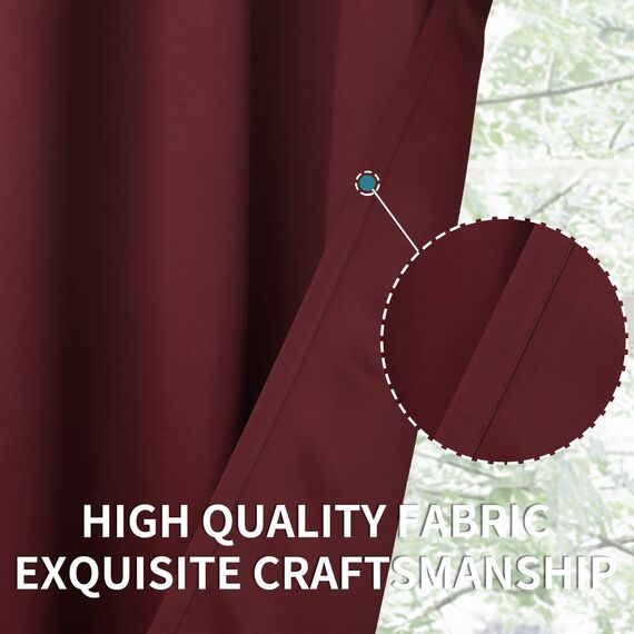 BGment Verdunkelungsvorhänge für Schlafzimmer – Ösen wärmeisolierte Raumverdunkelungsvorhänge für Wohnzimmer, Set mit 2 Paneelen (132 x 183 cm, Burgunderrot)