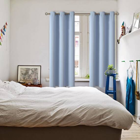 BGment Verdunkelungsvorhänge für Wohnzimmer – Thermoisolierende Vorhänge für Schlafzimmer, 2 Paneele von 107 x 182 cm, Spa Blau
