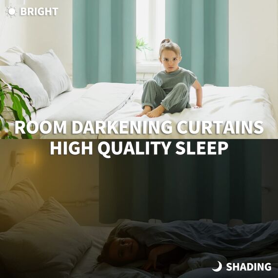 BGment Verdunkelungsvorhänge - Ösen Thermoisolierte Raumverdunkelung Schlafzimmer und Wohnzimmer Vorhänge Set mit 2 Paneelen (106,7 x 183,2 cm, Frosty Green)
