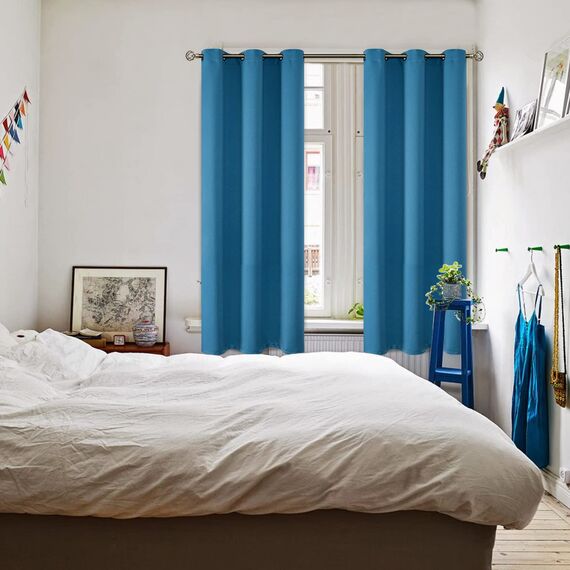 BGment Verdunkelungsvorhänge – Ösen, wärmeisoliert, für Schlafzimmer und Wohnzimmer, 2 Stück (107 x 183 cm), Stahlblau