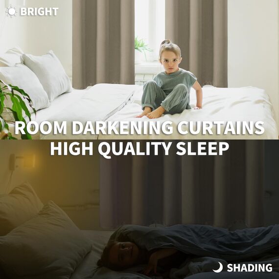 BGment Raumverdunkelungsvorhänge, 183 cm lang, mit Ösen, wärmeisoliert, Fensterbehandlungsvorhänge für Schlafzimmer, 2 Paneele, 106,7 x 183,9 cm, Kakao