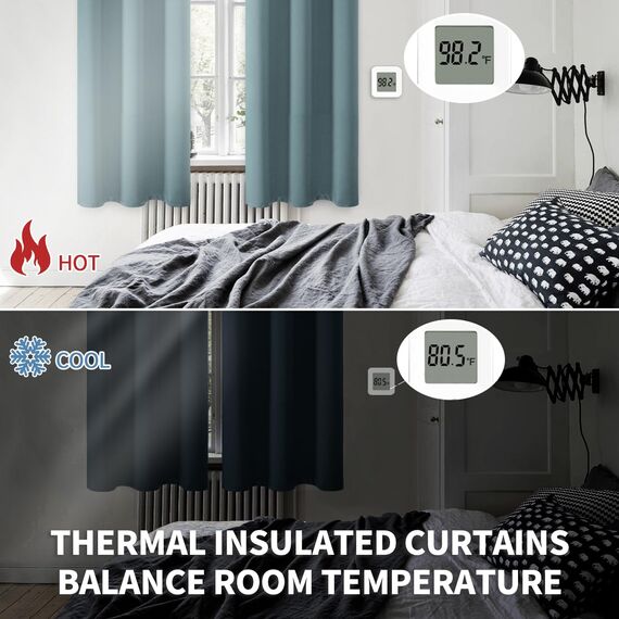 BGment Raumverdunkelungsvorhänge, 183 cm lang, mit Ösen, wärmeisolierte Vorhänge, Fensterbehandlungsvorhänge für Schlafzimmer, 2 Paneele, 132 x 183 cm, Steinblau