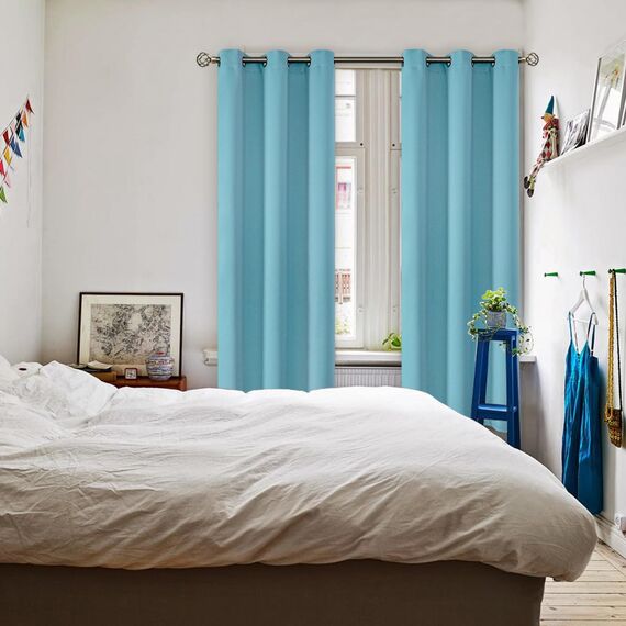BGment Verdunkelungsvorhänge – mit Ösen, wärmeisoliert, Raumverdunkelung, Schlafzimmer- und Wohnzimmer, 2er-Set Paneele (107,7 x 183,9 cm, Aqua)
