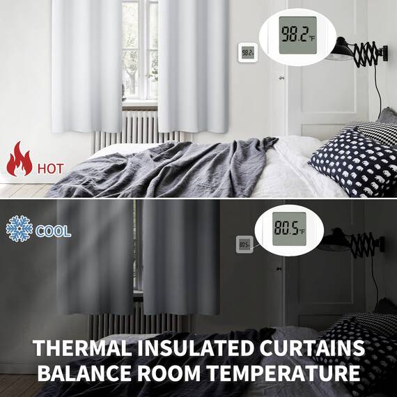 BGment Raumverdunkelungsvorhänge 183 cm lang – Ösen, wärmeisoliert, Fensterbehandlungsvorhänge für Schlafzimmer, 2 Paneele, 132 x 183 cm, grauweiß