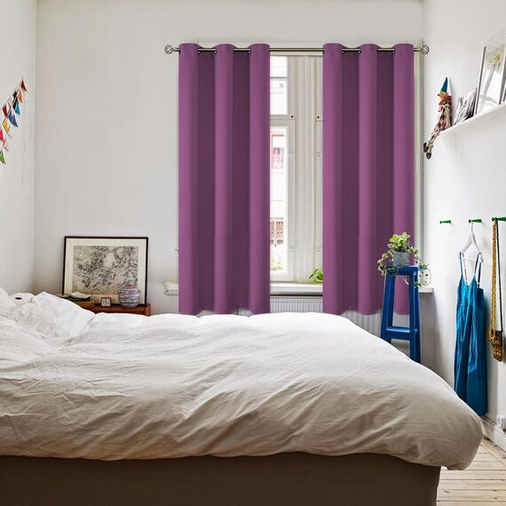 BGment Raumverdunkelungsvorhänge, 183 cm lang, mit Ösen, wärmeisoliert, Fensterbehandlungsvorhänge für Schlafzimmer, 2 Paneele, 106,7 x 183,9 cm, Aubergine, Lila