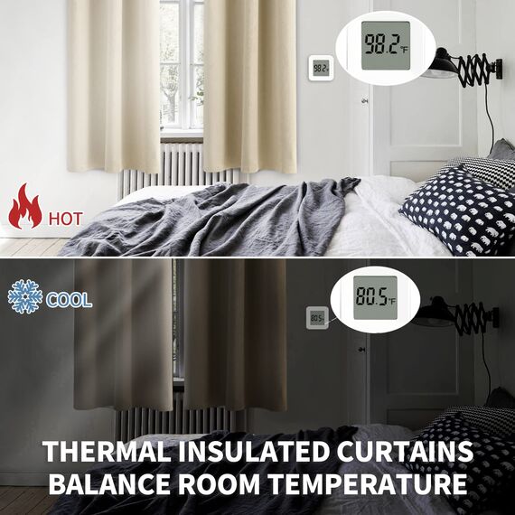 BGment Raumverdunkelungsvorhänge 183 cm lang – Ösen, wärmeisolierte Vorhänge, Fensterbehandlungsvorhänge für Schlafzimmer, 2 Paneele, 132 x 183 cm, Beige