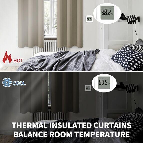 BGment Raumverdunkelungsvorhänge, 183 cm lang, mit Ösen, wärmeisoliert, Fensterbehandlungsvorhänge für Schlafzimmer, 2 Paneele, 106,7 x 183,9 cm, Kakao