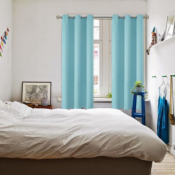 BGment Verdunkelungsvorhänge, Thermoisolierung, Raumverdunkelung, Schlafzimmer und Wohnzimmer, 2 Paneele (117,8 x 183,9 cm, Babyblau)