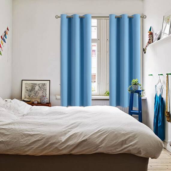 BGment Raumverdunkelungsvorhänge, 183 cm lang, mit Ösen, wärmeisoliert, Fensterbehandlungsvorhänge für Schlafzimmer, 2 Paneele, 106,7 x 183,9 cm, Himmelblau