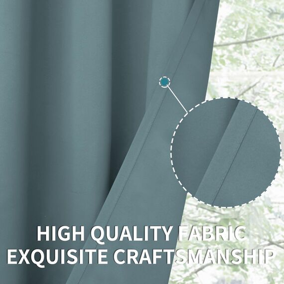 BGment Raumverdunkelungsvorhänge, 183 cm lang, mit Ösen, wärmeisolierte Vorhänge, Fensterbehandlungsvorhänge für Schlafzimmer, 2 Paneele, 132 x 183 cm, Steinblau