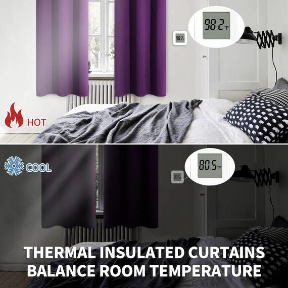BGment Verdunkelungsvorhänge für Schlafzimmer – Ösen wärmeisoliert Raumverdunkelungsvorhänge für Wohnzimmer, Set mit 2 Paneelen (132 x 183 cm, Lila)