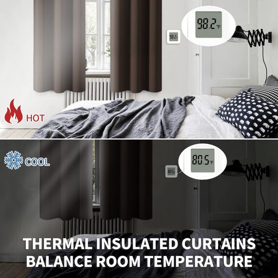 BGment Verdunkelungsvorhänge für Schlafzimmer – Ösen wärmeisoliert Raumverdunkelungsvorhänge für Wohnzimmer, Set mit 2 Paneelen (132 x 183 cm, braun)