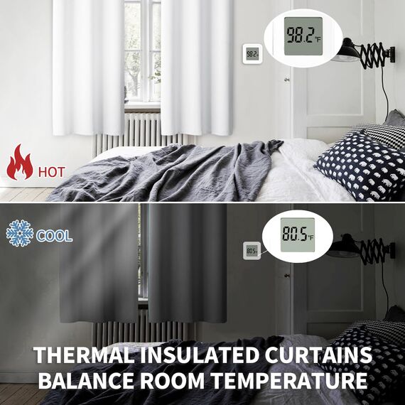 BGment Raumverdunkelungsvorhänge für Schlafzimmer – Ösen, wärmeisoliert, Fensterbehandlungen, lichtblockierende Vorhänge für Wohnzimmer, Set mit 2 Paneelen, je 117 x 183 cm, Reinweiß