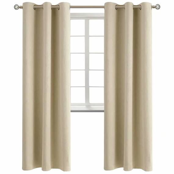 BGment Verdunkelungsvorhänge – Thermoisoliert Raumverdunkelung Schlafzimmer und Wohnzimmer Vorhang, Set von 2 Paneelen (107,6 x 213,3 cm, Beige)
