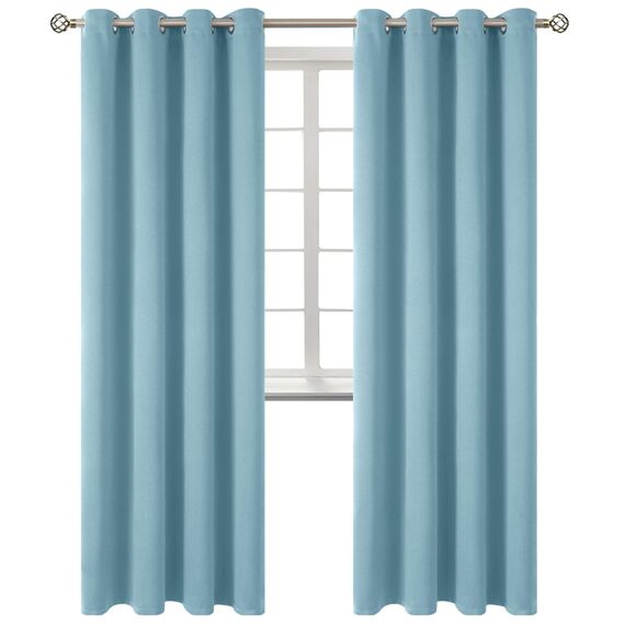 BGment Raumverdunkelungsvorhänge, 213,3 cm lang, mit Ösen, wärmeisolierte Vorhänge, Fensterbehandlungsvorhänge für Schlafzimmer, 2 Paneele, 132 x 213 cm, Graublau