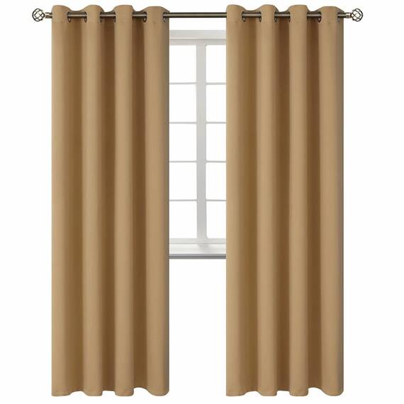 BGment Verdunklungsvorhänge für Wohnzimmer – Thermoisolierende Vorhänge für Schlafzimmer, 2 Paneele von 132 x 213 cm, Khaki