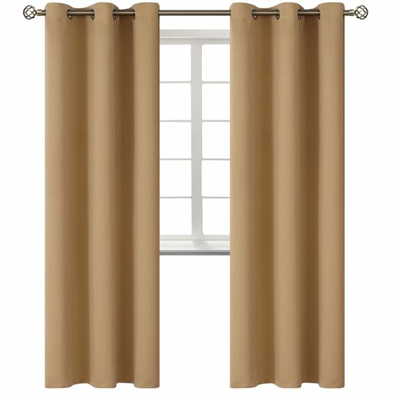 BGment Verdunklungsvorhänge für Wohnzimmer – Thermoisolierende Vorhänge für Schlafzimmer, 2 Paneele von 107 x 213 cm, Khaki