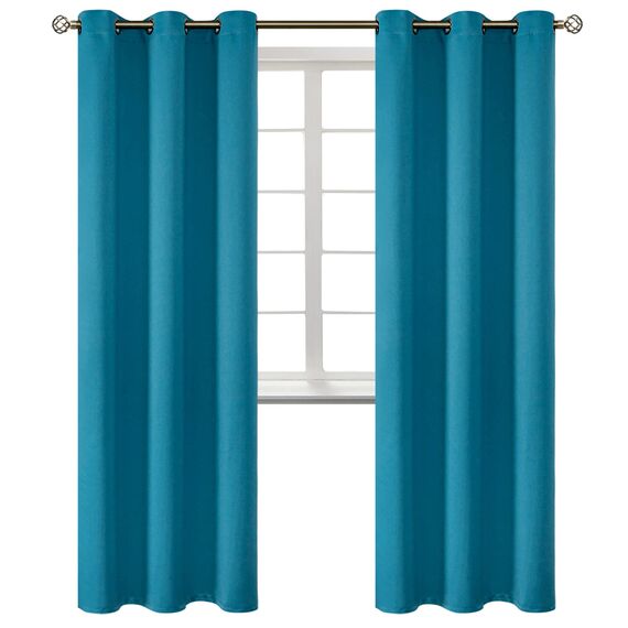 BGment Verdunkelungsvorhänge - Ösen Thermoisolierte Raumverdunkelung Schlafzimmer und Wohnzimmer Vorhänge, Set mit 2 Paneelen (106,7 x 213,3 cm, Pfauenblau)