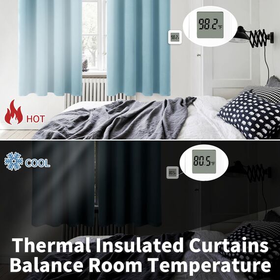 BGment Raumverdunkelungsvorhänge, 213,3 cm lang, mit Ösen, wärmeisolierte Vorhänge, Fensterbehandlungsvorhänge für Schlafzimmer, 2 Paneele, 132 x 213 cm, Graublau