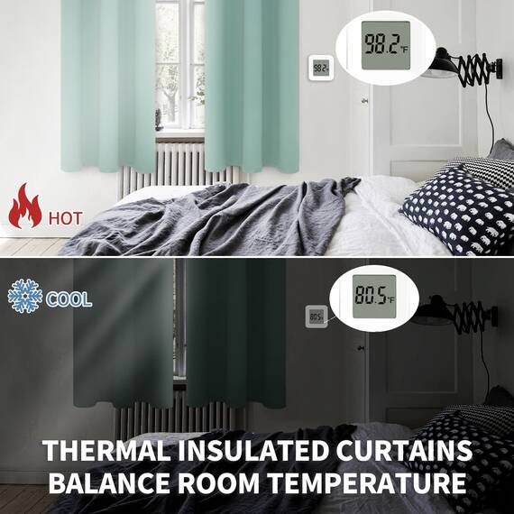 BGment Verdunkelungsvorhänge, Thermoisolierung, Raumverdunkelung, Schlafzimmer und Wohnzimmer, 2 Paneele (96,5 x 213,3 cm, Frostgrün)