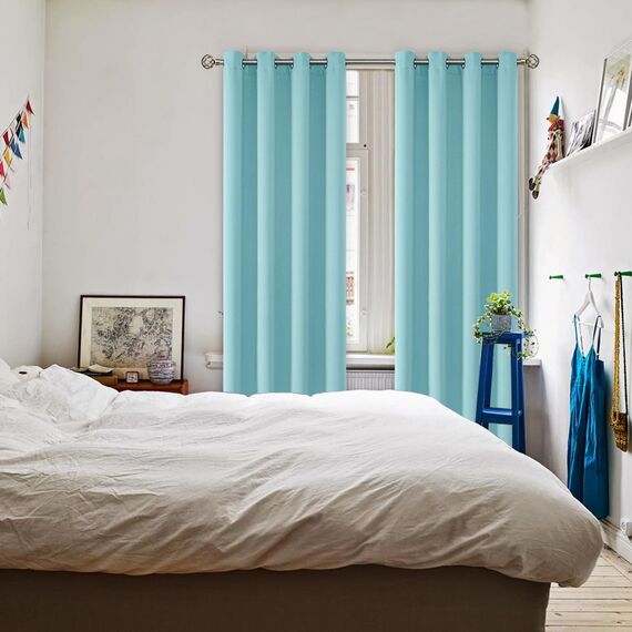BGment Verdunkelungsvorhänge, Thermoisolierung, Raumverdunkelung, Schlafzimmer und Wohnzimmer, 2 Paneele (178,8 x 213,3 cm, Babyblau)